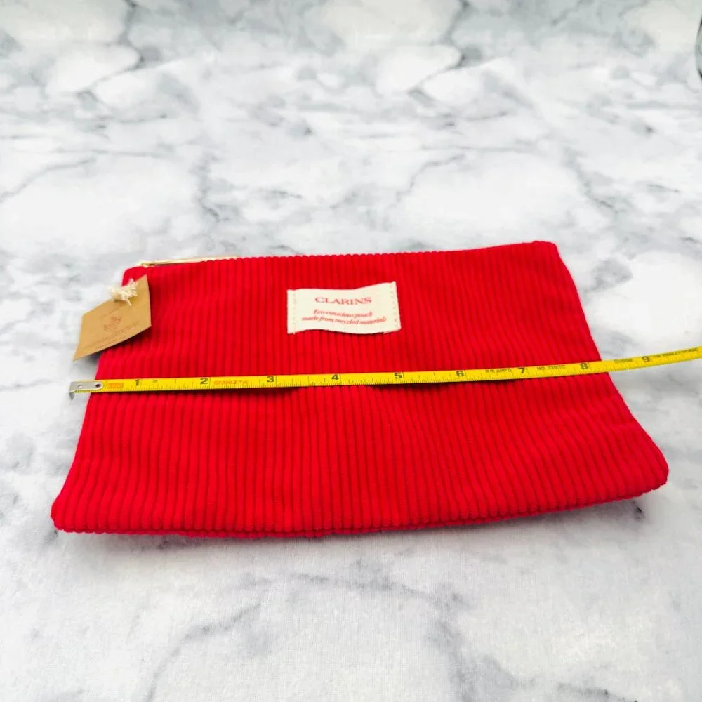 Clarins Beauty Gift Set-Red Pouch,Eye Cream,Face Cream,Cleanser&Mascara-5pc-NEW
